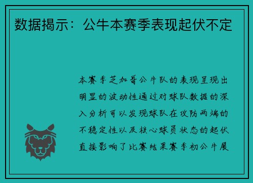 数据揭示：公牛本赛季表现起伏不定